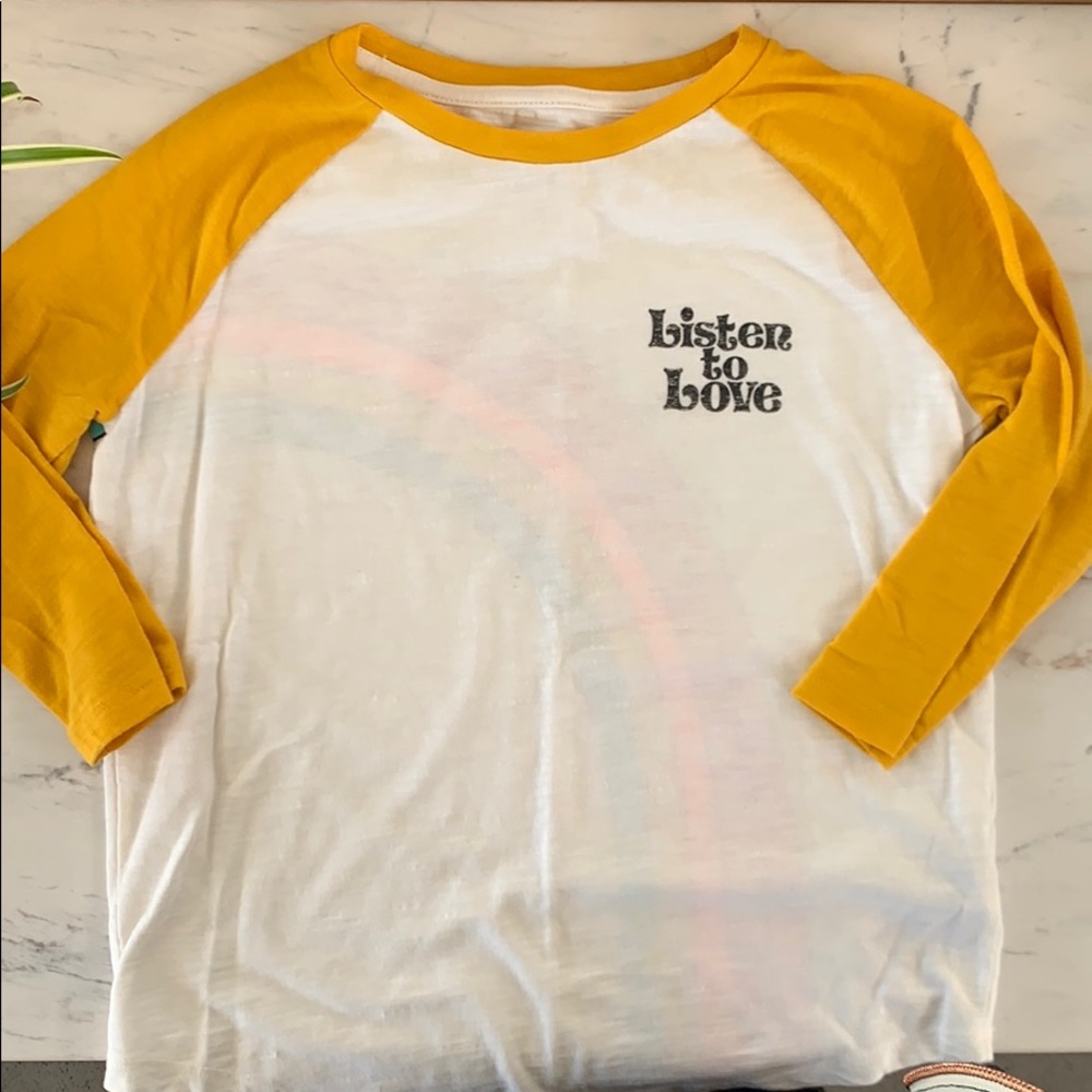 Listen to Love baseball rainbow tee